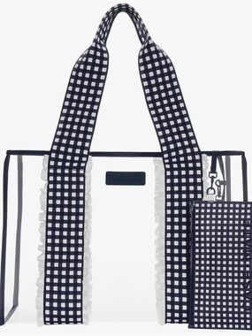 Case-Mate Clear Tote with Navy and White Gingham Handles